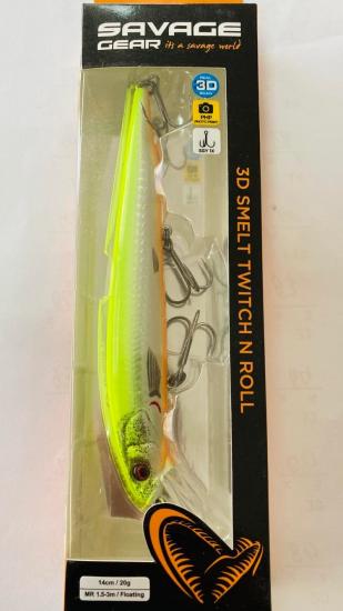 Savage Gear 3D Smelt Twitch N Roll MR 14 cm 20 gr F Lemon Back Flash